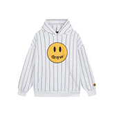 Drew House Mascot Stripe Smiley Logo Unisex Oversized Fleece Hoodie