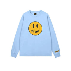 Drew Blue Smiley Graphic Oversized Long-Sleeve T-Shirt