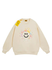 Drew Apricot Paint-Splatter Smiley Relaxed-Fit Crewneck Sweatshirt