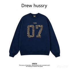 Drew Leopard 07 Graphic Crewneck Sweatshirt, Navy