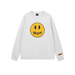 Drew White Smiley Graphic Oversized Long-Sleeve T-Shirt
