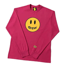 Drew Magenta Smiley Graphic Relaxed-Fit Long-Sleeve T-Shirt