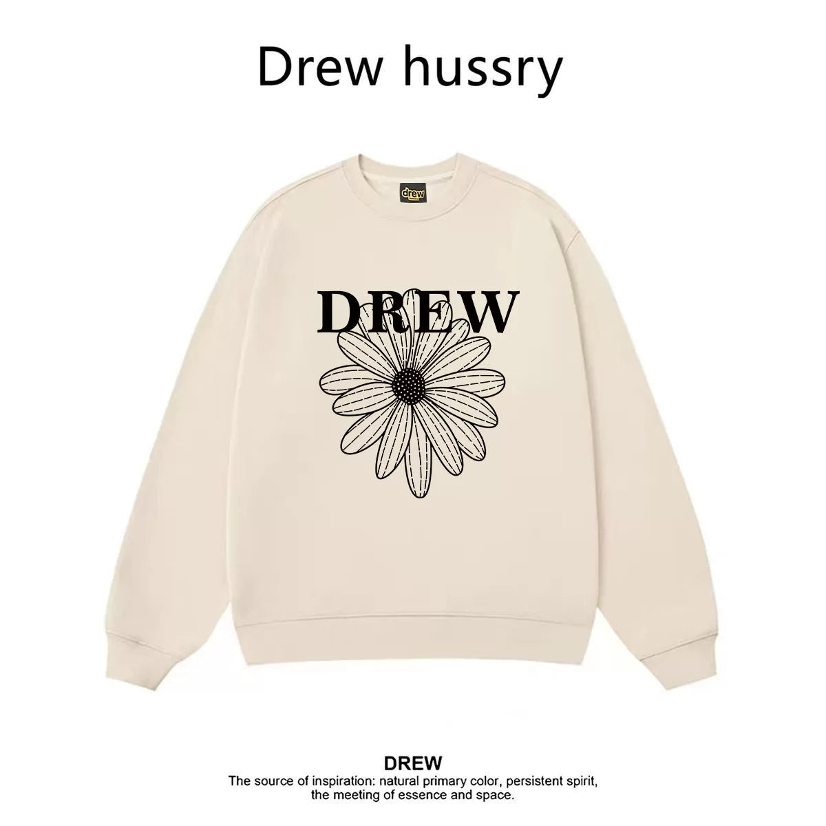 Drew Daisy Print Crewneck Sweatshirt, Apricot