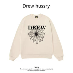 Drew Daisy Print Crewneck Sweatshirt, Apricot