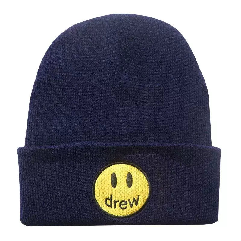 Drew House Smiley Face Knit Beanie, Navy Blue