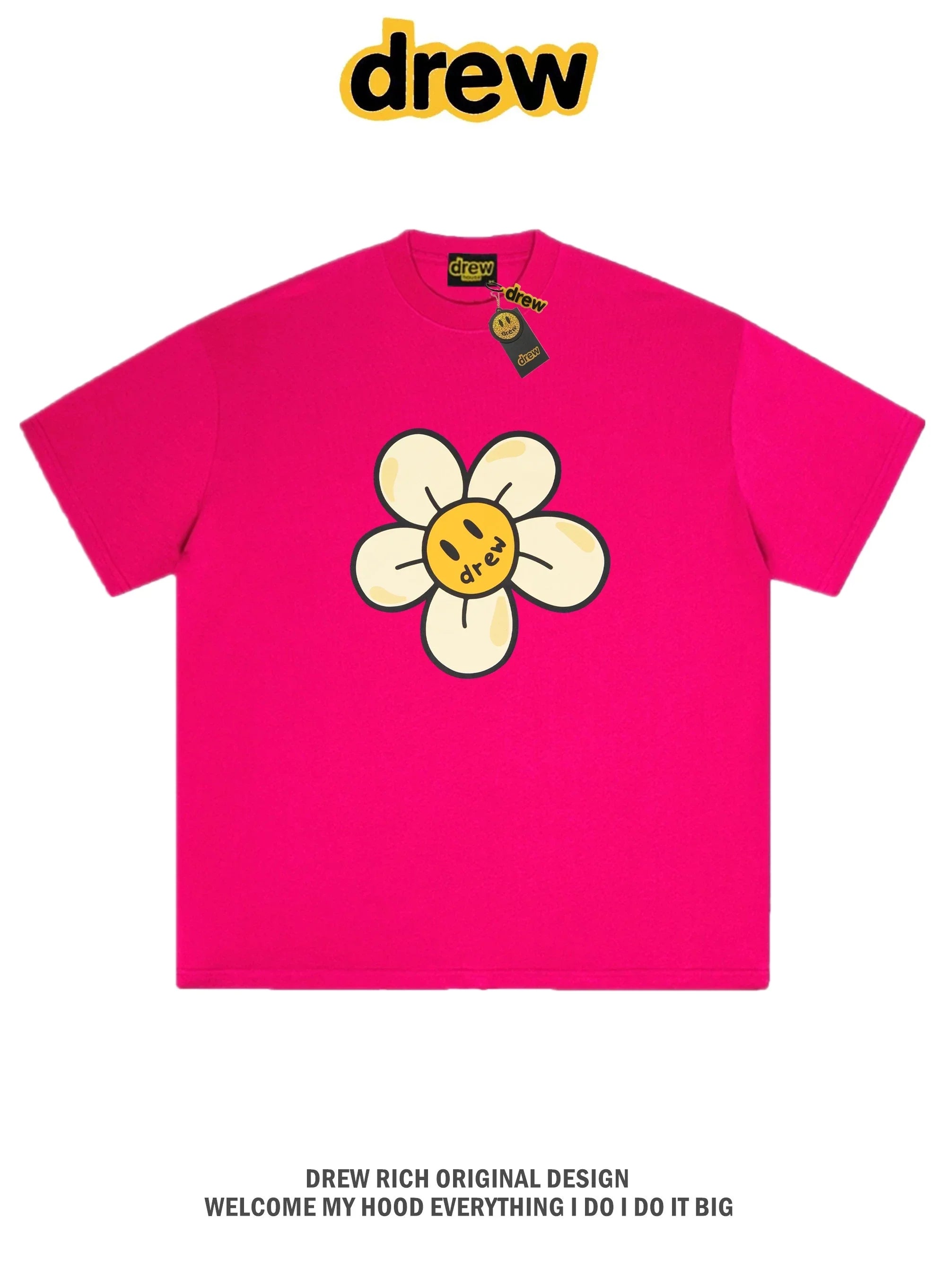 Drew House Daisy Smiley Graphic Oversized Cotton T-Shirt, Off White