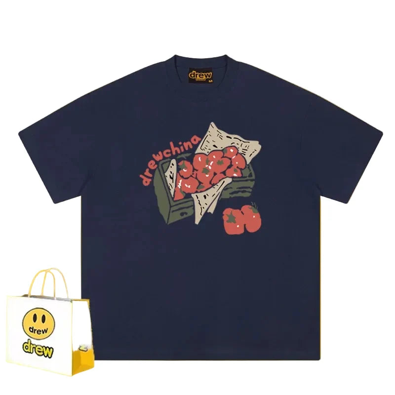 Drew Tomato Crate Graphic T-Shirt, Navy Blue