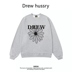 Drew Daisy Print Crewneck Sweatshirt, Light Grey