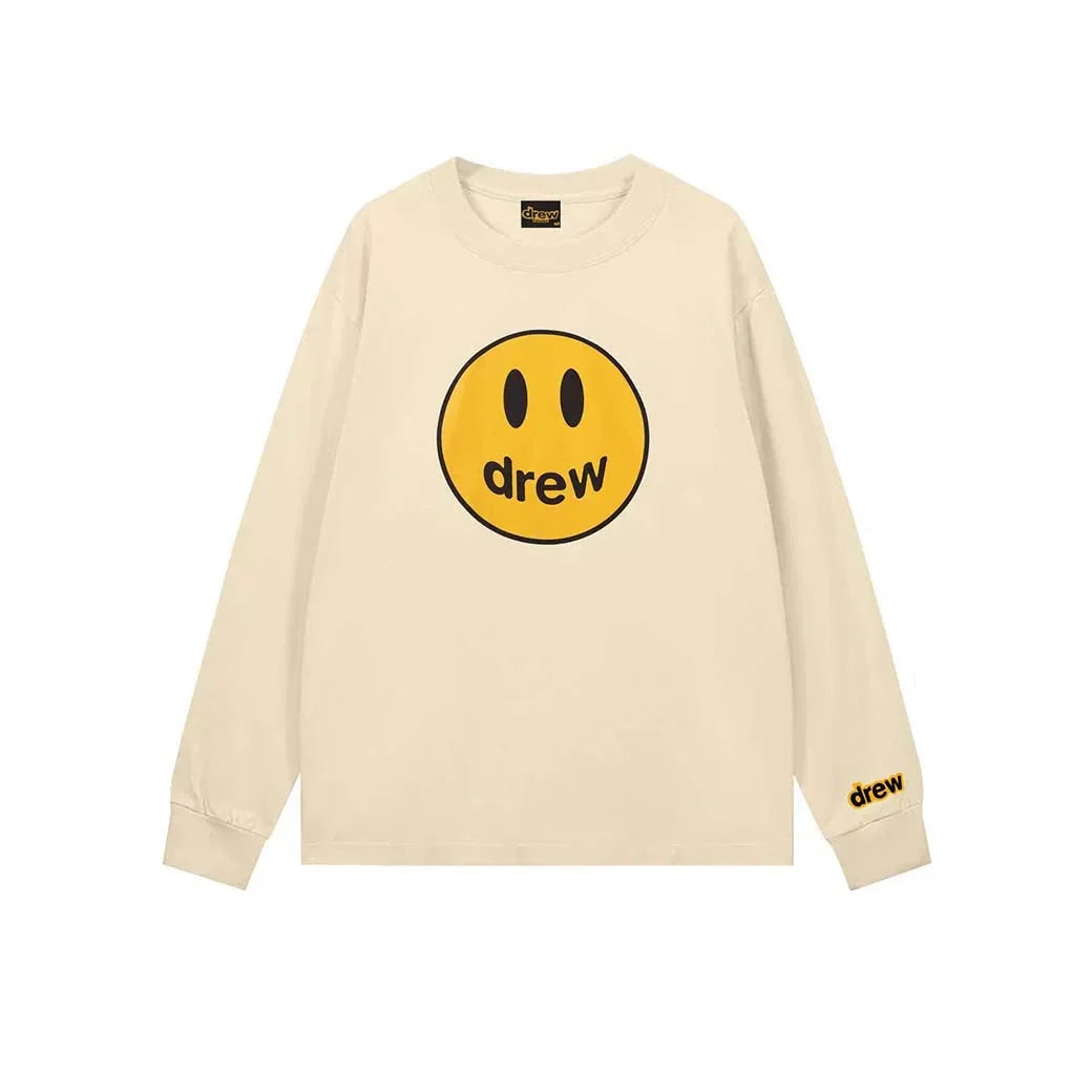 Drew Apricot Smiley Graphic Oversized Long-Sleeve T-Shirt
